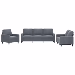 Set di Divani 3 pz con Cuscini Grigio Scuro in Vellutocod mxl 107071 - Vista aggiuntiva 2