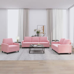 vidaXL Set di Divani 3 pz con Cuscini rosa in Velluto