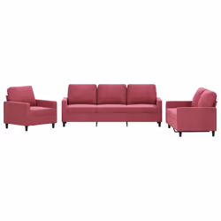 Set di Divani 3 pz con Cuscini Rosso Vino in Vellutocod mxl 107070 - Vista aggiuntiva 2