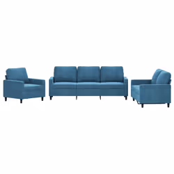 Set di Divani 3 pz con Cuscini Blu in Vellutocod mxl 131038 - Vista aggiuntiva 2