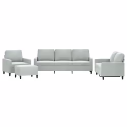 vidaXL Set di Divani 4 pz con Cuscini Grigio Chiaro in Velluto - Vista aggiuntiva 2