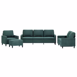 vidaXL Set di Divani 4 pz con Cuscini Verde scuro in Velluto - Vista aggiuntiva 2