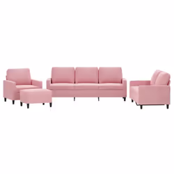 vidaXL Set di Divani 4 pz con Cuscini rosa in Velluto - Vista aggiuntiva 2