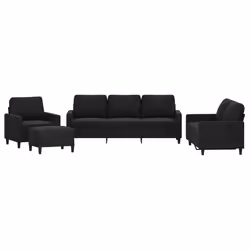 Set di Divani 4 pz con Cuscini Nero in Vellutocod mxl 131037 - Vista aggiuntiva 2