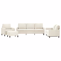 vidaXL Set di Divani 4 pz con Cuscini Crema in Velluto - Vista aggiuntiva 2