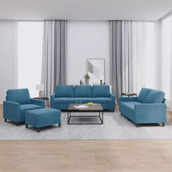 vidaXL Set di Divani 4 pz con Cuscini Blu in Velluto