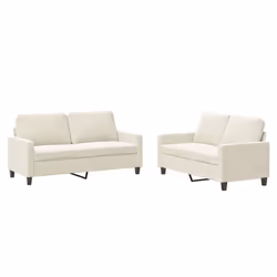 Set di Divani 2 pz con Cuscini Crema in Vellutocod mxl 83135 - Vista aggiuntiva 2