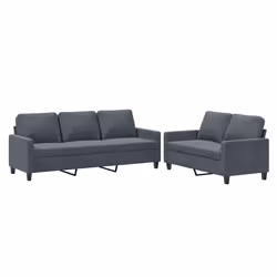 vidaXL Set di Divani 2 pz con Cuscini Grigio Scuro in Velluto - Vista aggiuntiva 2