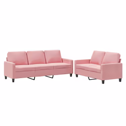 vidaXL Set di Divani 2 pz con Cuscini rosa in Velluto - Vista aggiuntiva 2