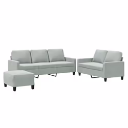Set di Divani 3 pz con Cuscini Grigio Chiaro in Vellutocod mxl 107181 - Vista aggiuntiva 2