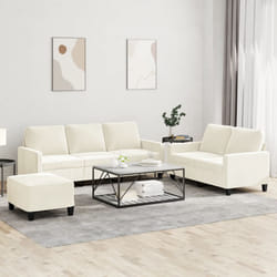 vidaXL Set di Divani 3 pz con Cuscini Crema in Velluto