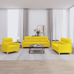 vidaXL Set di Divani 3 pz con Cuscini Giallo Chiaro in Tessuto