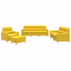 Set di Divani 4 pz con Cuscini Giallo Chiaro in Tessutocod mxl 131164 - Vista aggiuntiva 2