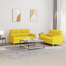 Set di Divani 2 pz con Cuscini Giallo Chiaro in Tessuto vidaXL 50636