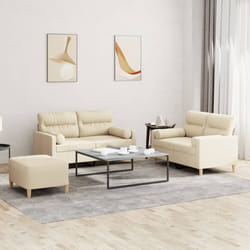 vidaXL Set Divani 3 pz con Cuscini Crema in Tessuto