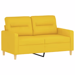 vidaXL Set di Divani 2 pz con Cuscini Giallo Chiaro in Tessuto - Vista aggiuntiva 3