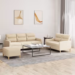 VidaXL 3201610 set di mobili per soggiorno Crema Metallo, Legno compensato - Vista aggiuntiva 2