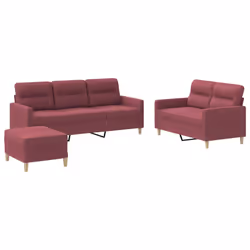 Set di Divani 3 pz con Cuscini Rosso Vino in Tessutocod mxl 82766 - Vista aggiuntiva 2