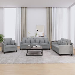 vidaXL Set Divani 3 pz con Cuscini Grigio Chiaro in Tessuto