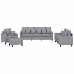 Set Divani 4 pz con Cuscini Grigio Chiaro in Tessutocod mxl 83267 - Vista aggiuntiva 2