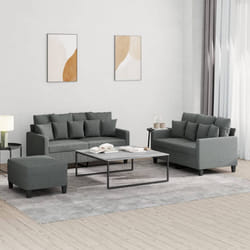 vidaXL Set di Divani 3 pz con Cuscini Grigio Scuro in Tessuto