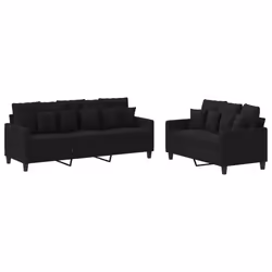 Set di Divani 2 pz con Cuscini Nero in Tessutocod mxl 83666 - Vista aggiuntiva 2