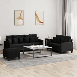 Set di Divani 3 pz con Cuscini Nero in Tessutocod mxl 104321