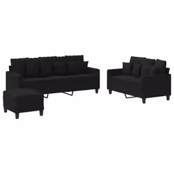 Set di Divani 3 pz con Cuscini Nero in Tessutocod mxl 104321 - Vista aggiuntiva 2