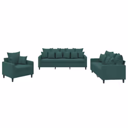 Set di Divani 3 pz con Cuscini Verde scuro in Vellutocod mxl 80379 - Vista aggiuntiva 2