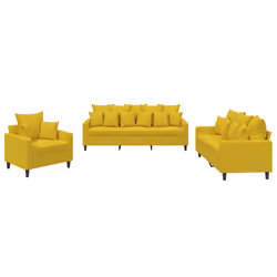 Set di Divani 3 pz con Cuscini giallo in Vellutocod mxl 131576 - Vista aggiuntiva 2
