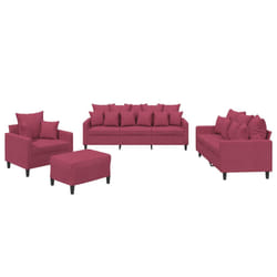 VidaXL 3201694 set di mobili per soggiorno Bordeaux Metallo, Legno compensato