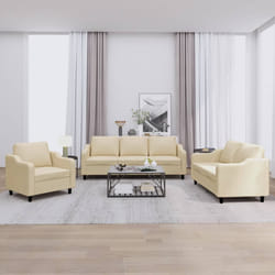 Set di Divani 3 pz con Cuscini Crema in Tessutocod mxl 83669