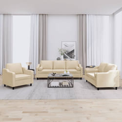 Set Divani 3 pz con Cuscini Crema in Tessutocod mxl 128129