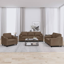 vidaXL Set di Divani 3 pz con Cuscini Marrone in Tessuto