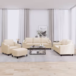 VidaXL 3201796 set di mobili per soggiorno Crema Metallo, Legno compensato - Vista aggiuntiva 2
