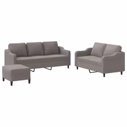 vidaXL Set di Divani 3 pz con Cuscini Tortora in Tessuto - Vista aggiuntiva 2