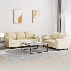 Vidaxl - Set Divani 2 pz con Cuscini Crema in Tessuto