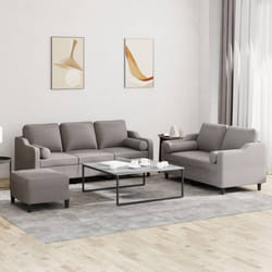 vidaXL Set Divani 3 pz con Cuscini Tortora in Tessuto
