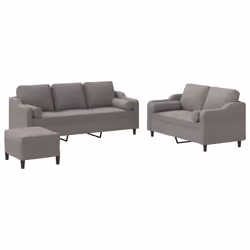 vidaXL Set Divani 3 pz con Cuscini Tortora in Tessuto - Vista aggiuntiva 2