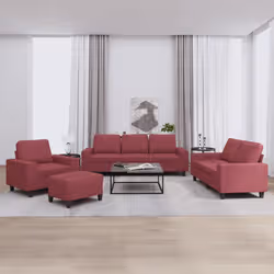 VidaXL 3201880 set di mobili per soggiorno Bordeaux Metallo, Legno compensato - Vista aggiuntiva 2