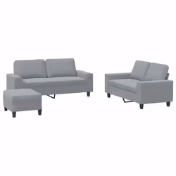 vidaXL Set di Divani 3 pz Grigio Chiaro in Tessuto - Vista aggiuntiva 2