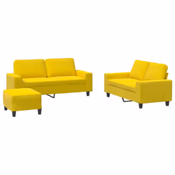 vidaXL Set di Divani 3 pz Giallo Chiaro in Tessuto - Vista aggiuntiva 2