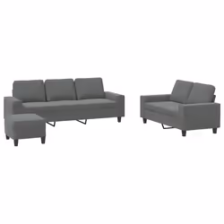 Set di Divani 3 pz Grigio Scuro in Tessutocod mxl 107078 - Vista aggiuntiva 2