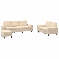 vidaXL Set di Divani 3 pz Crema in Tessuto - Vista aggiuntiva 2