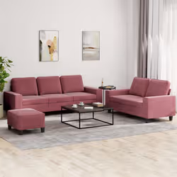VidaXL 3201912 set di mobili per soggiorno Bordeaux Metallo, Legno compensato - Vista aggiuntiva 2