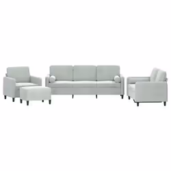 Set di Divani 4 pz con Cuscini Grigio Chiaro in Vellutocod mxl 104186 - Vista aggiuntiva 2