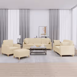 VidaXL 3202080 set di mobili per soggiorno Crema Metallo, Legno compensato - Vista aggiuntiva 2
