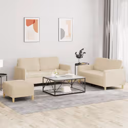 VidaXL 3202096 set di mobili per soggiorno Crema Metallo, Legno compensato - Vista aggiuntiva 2