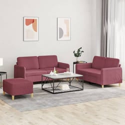 vidaXL Set di Divani 3 pz con Cuscini Rosso Vino in Tessuto