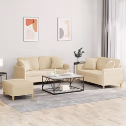 VidaXL 3202112 set di mobili per soggiorno Crema Metallo, Legno compensato - Vista aggiuntiva 2